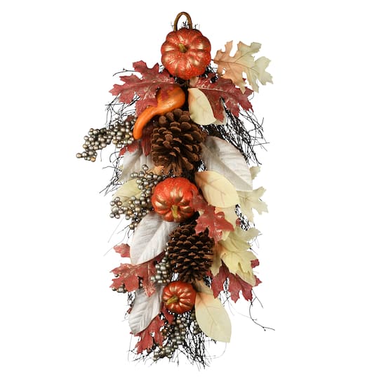 24" Harvest Maple Leaf Teardrop Swag